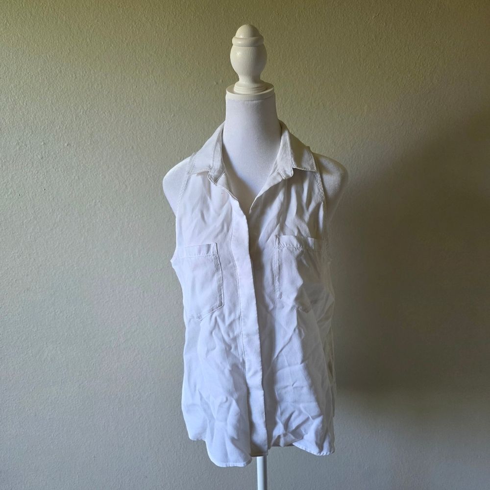 Anthropologie Cloth & Stone White Sleeveless Hipster Top Small - Picture 3 of 8